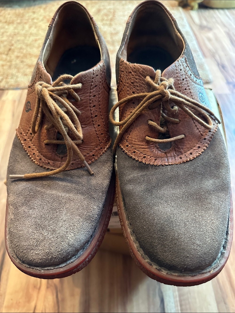 Born Brown and Tan Suede & Leather Derby Oxfords